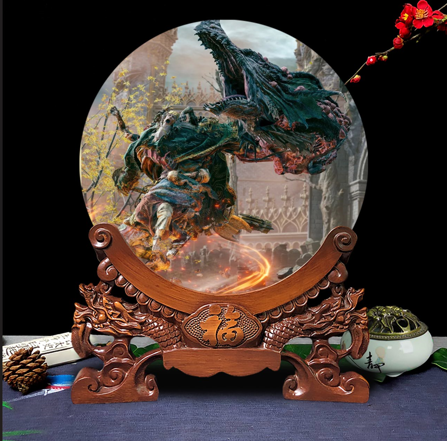 3A游戏美景玉石摆件雕刻纯天然玉石纪念送礼定制书房游戏桌面装饰