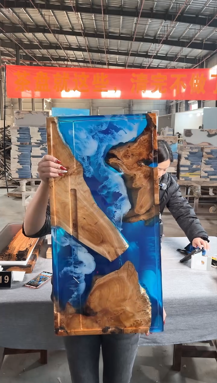 【闪购商品】70*35杉木瘤树脂实木茶盘简约现代风