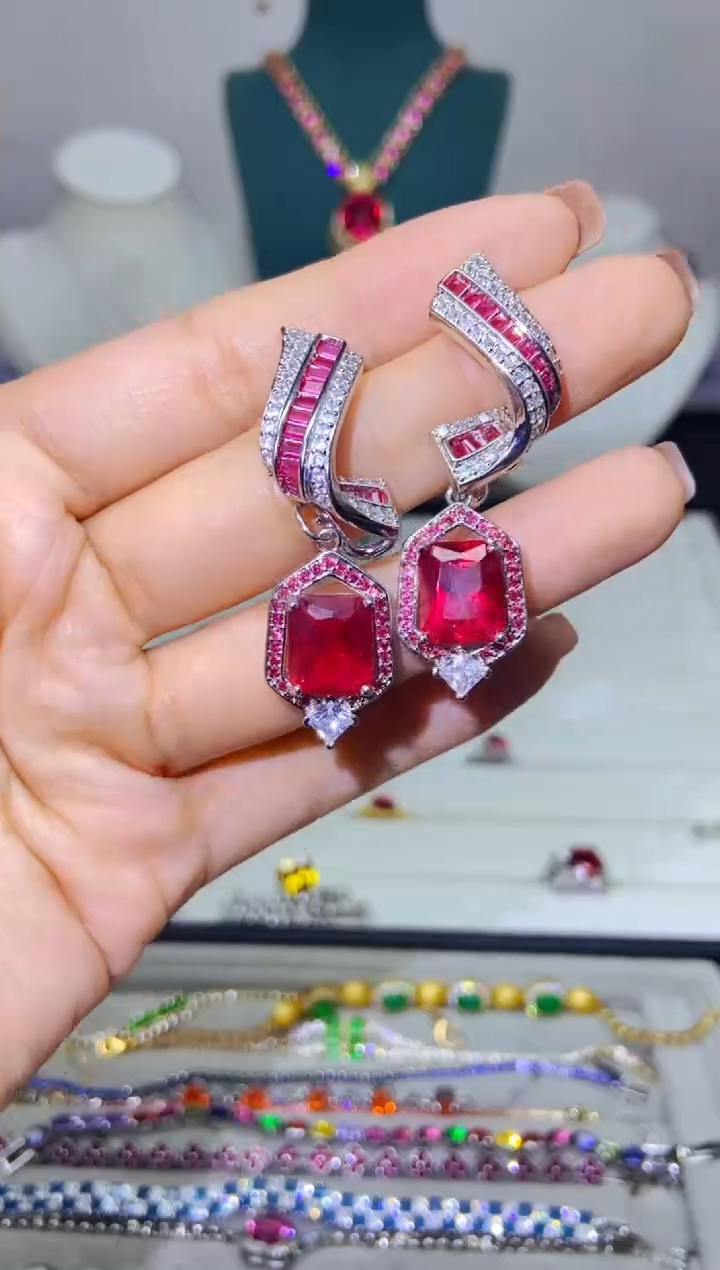 银S925镶嵌耳饰紫晶1