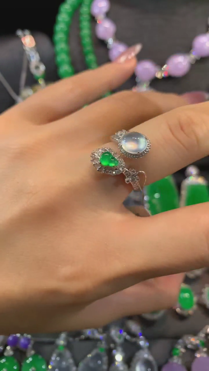 【闪购商品】翡翠戒指18K金镶嵌戒指