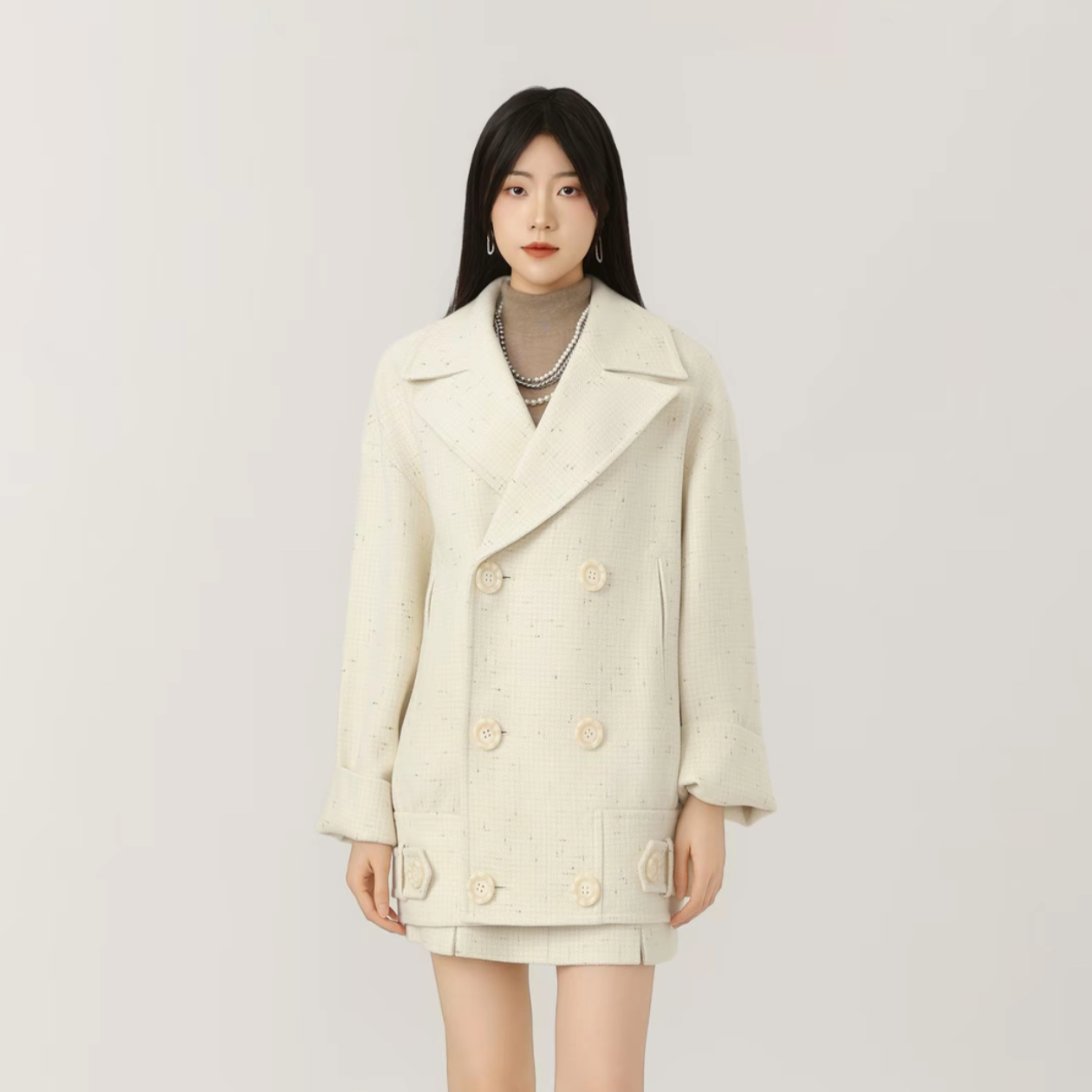 AMASS/阿玛施西装中长款毛呢外套短款大衣秋冬长款5400921