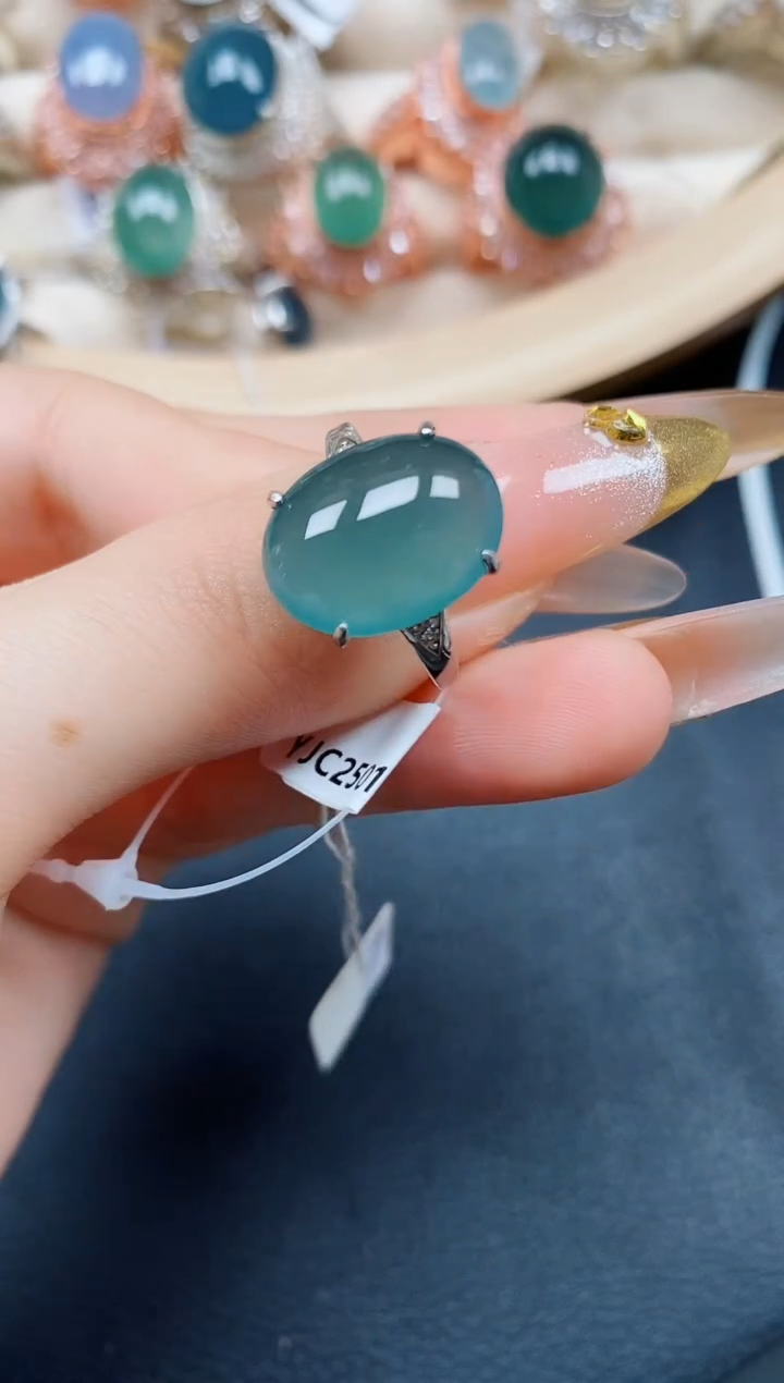 【闪购商品】翡翠戒指银S925镶嵌翡翠