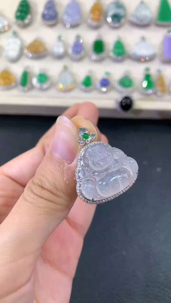 【闪购商品】翡翠吊坠(不含链)18K金镶嵌B83   
