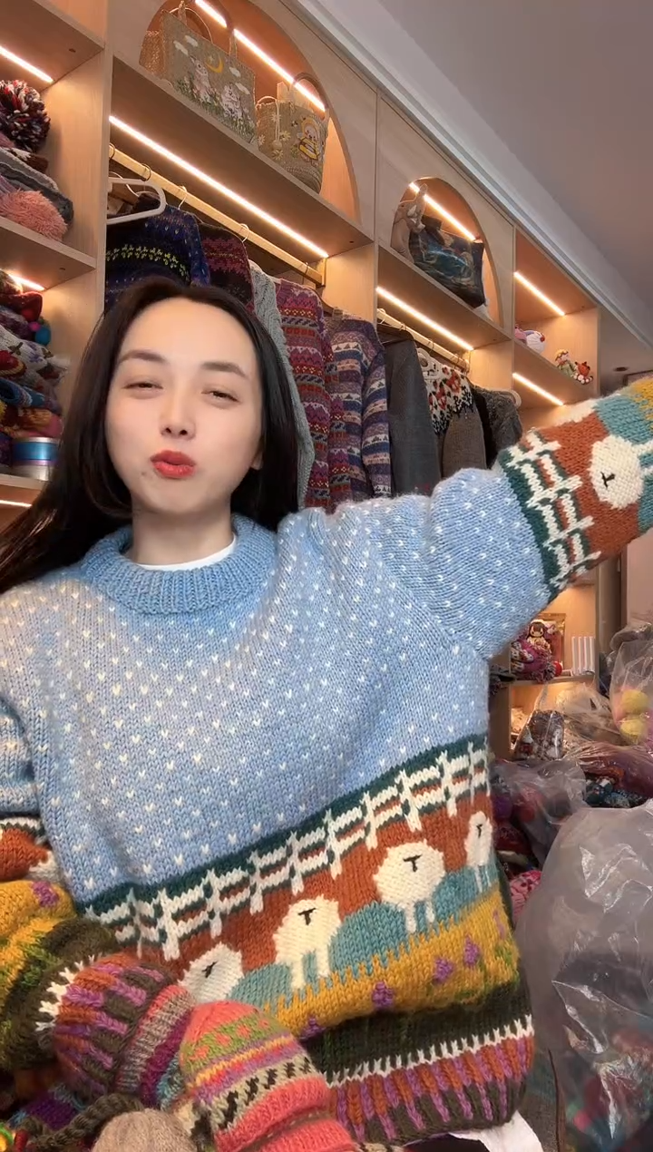 绵羊毛美利奴肖恩羊针织毛衣