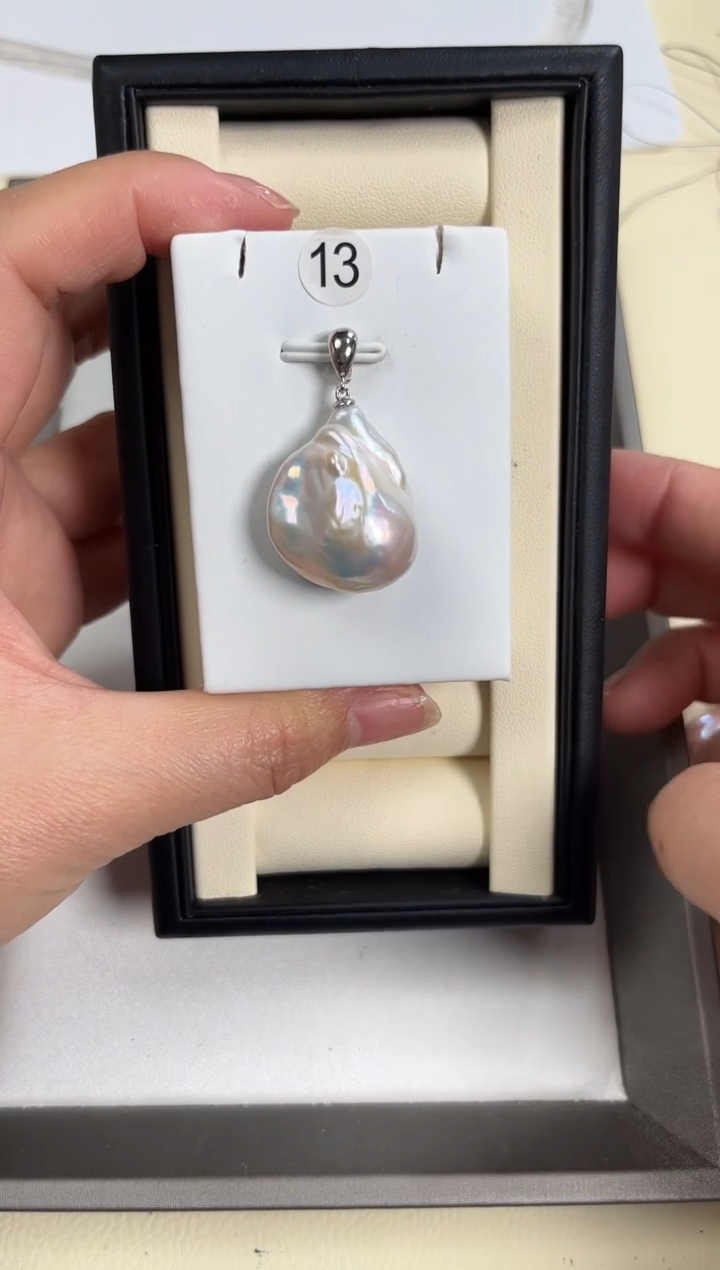 【闪购商品】淡水珍珠吊坠(不含链)银S925镶嵌巴洛克吊坠
