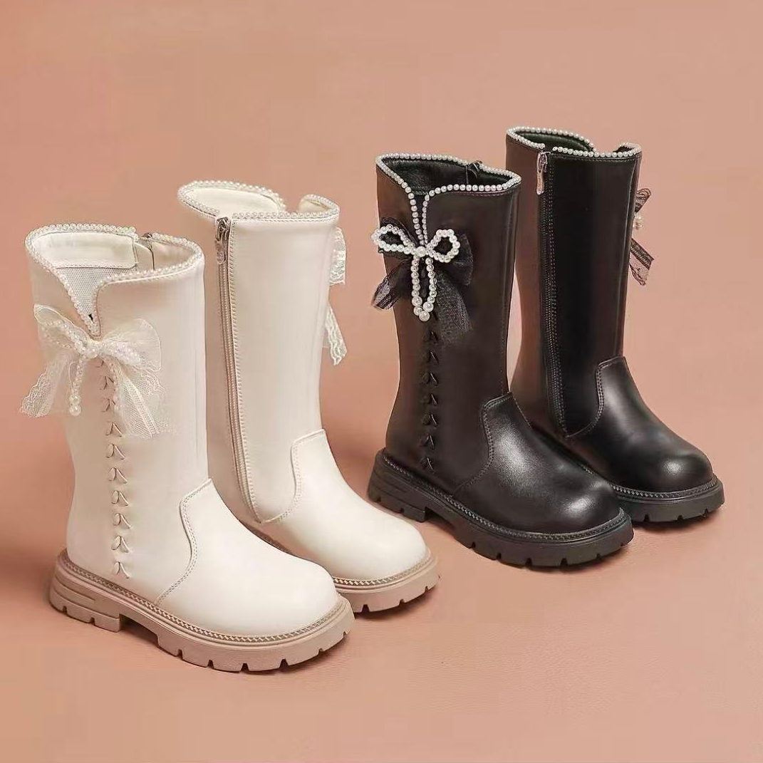 【新疆包邮】 2025冬款皮靴长靴蝴蝶结高筒靴童鞋 622