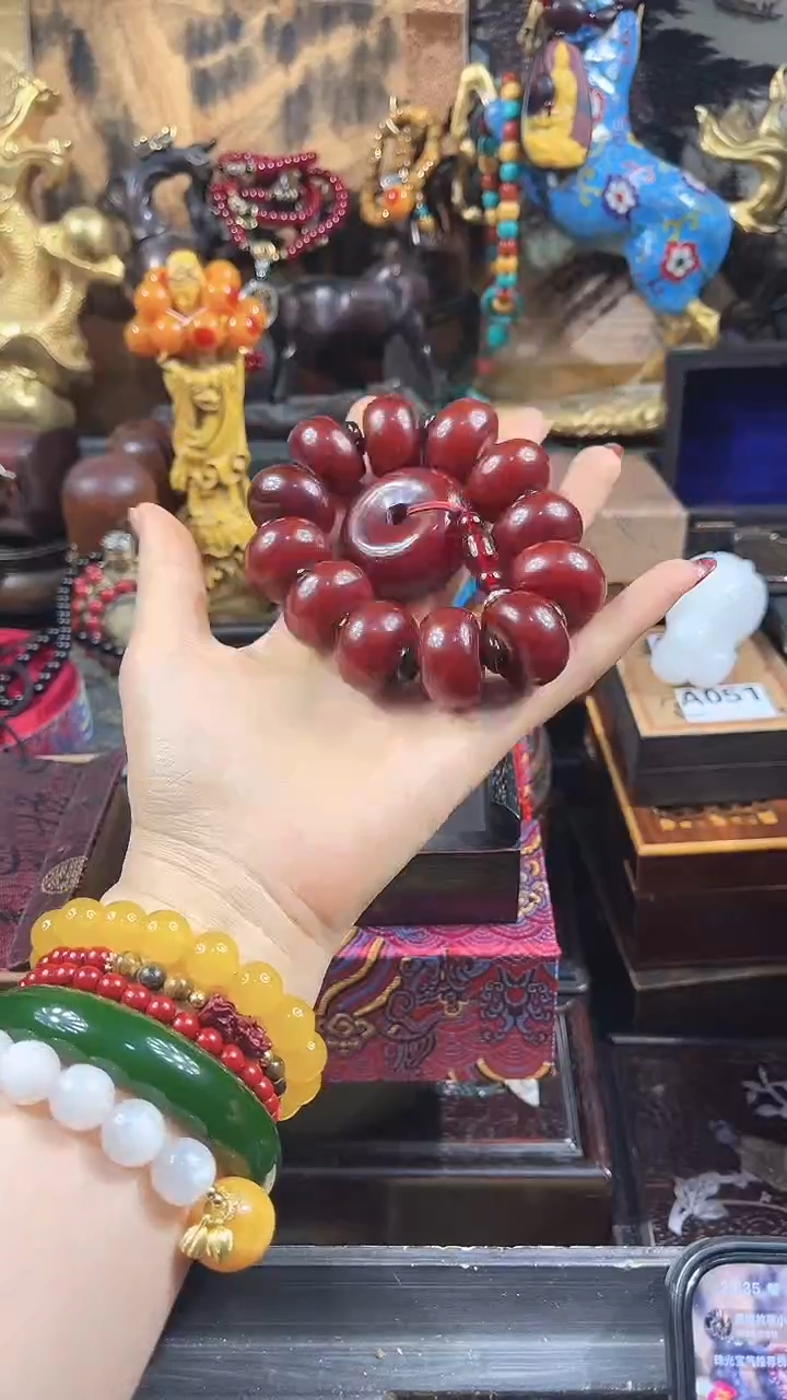 未镶嵌蜜蜡手串花姐甄选大深红色平安扣手持