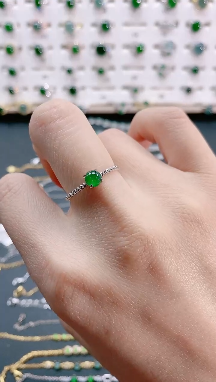 【闪购商品】翡翠戒指银S925镶嵌天然翡翠