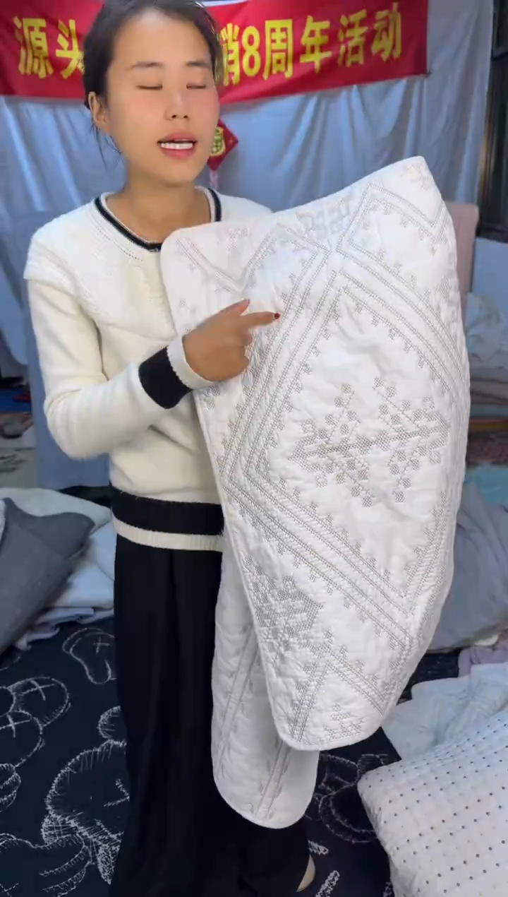 棉纯棉金丝罗线格枕套