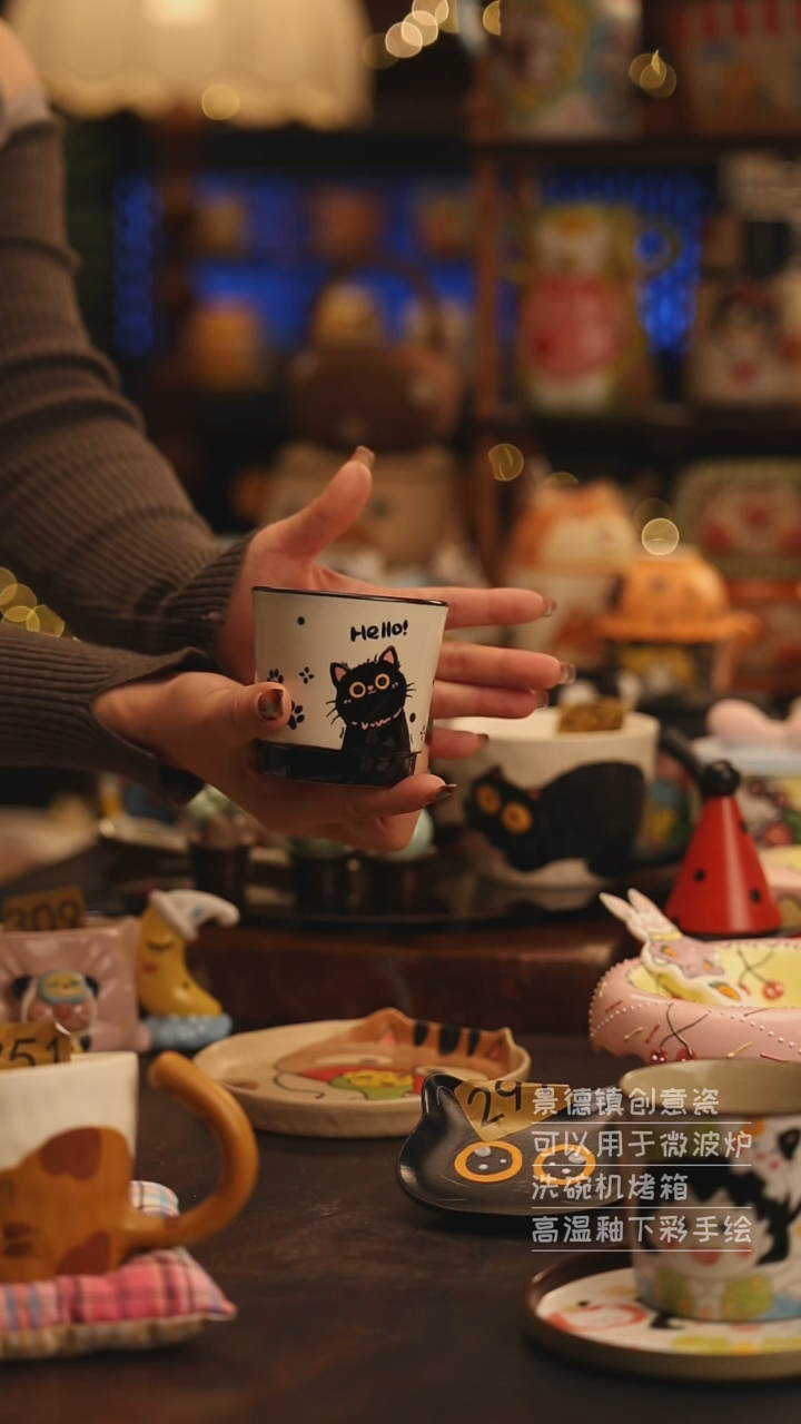 陶瓷景德镇可爱陶瓷釉下彩绘设计师款