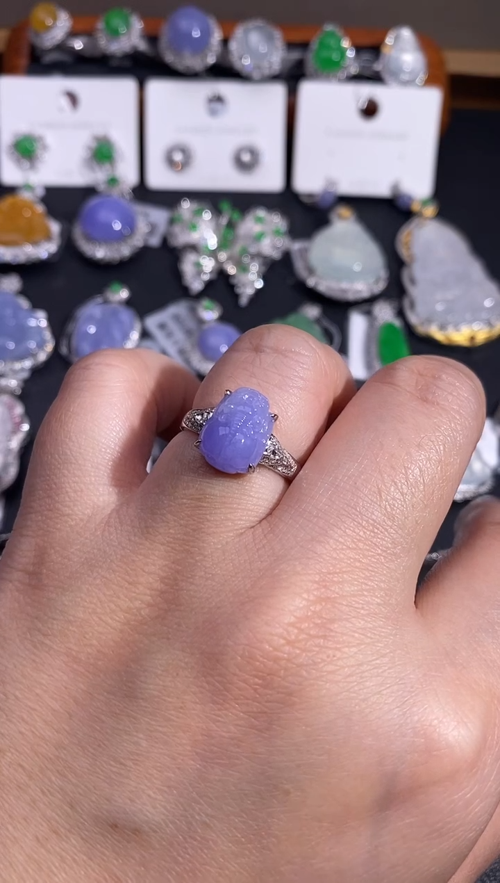 【闪购商品】翡翠戒指18K金镶嵌戒指