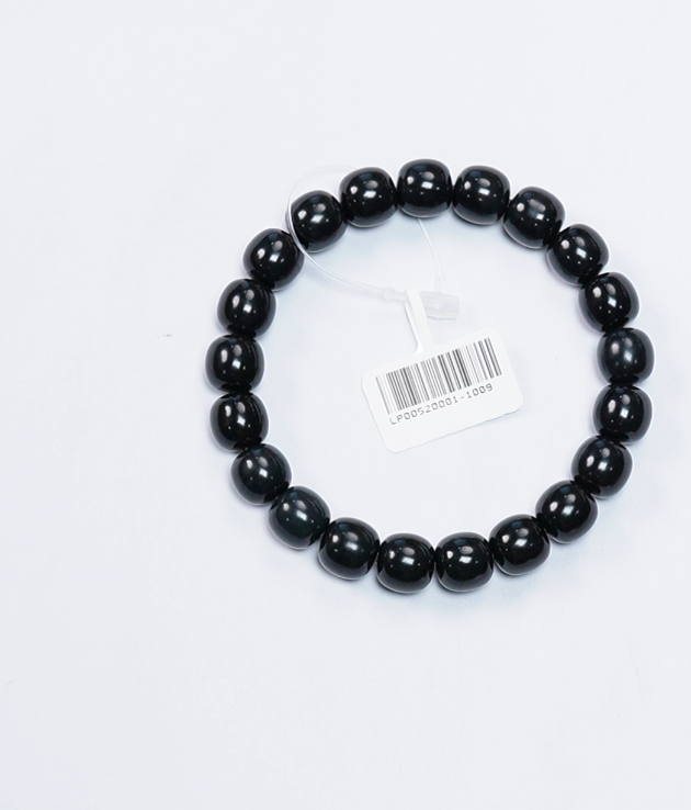 【吉玉0001-1009】和田玉墨玉手串9x10mm