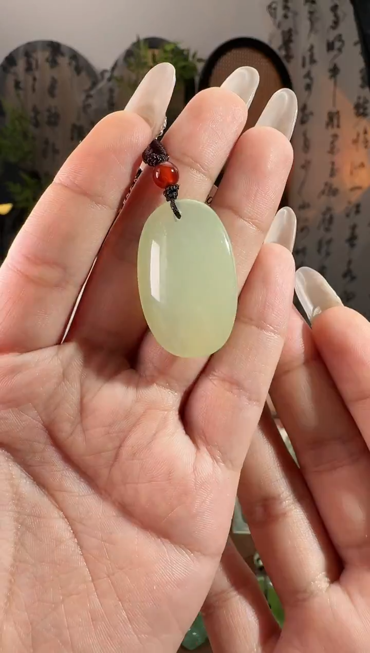 未镶嵌岫玉颈饰蛋面无事牌 p