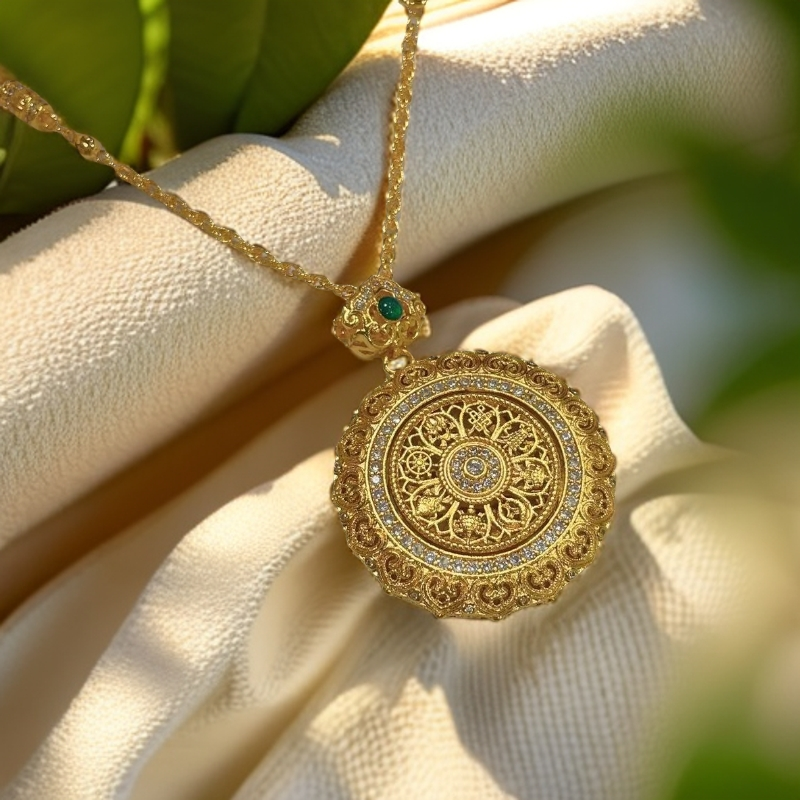 Y-6194  时尚精工豪镶小如意八宝罗盘吊坠 半支撑工艺 + 专柜礼盒