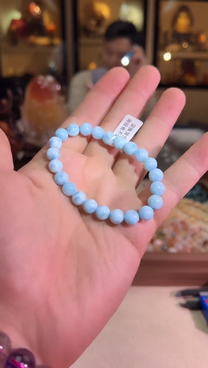 未镶嵌针钠钙石（海纹石）手链7.8mm+玉化海纹石（多样性发一）