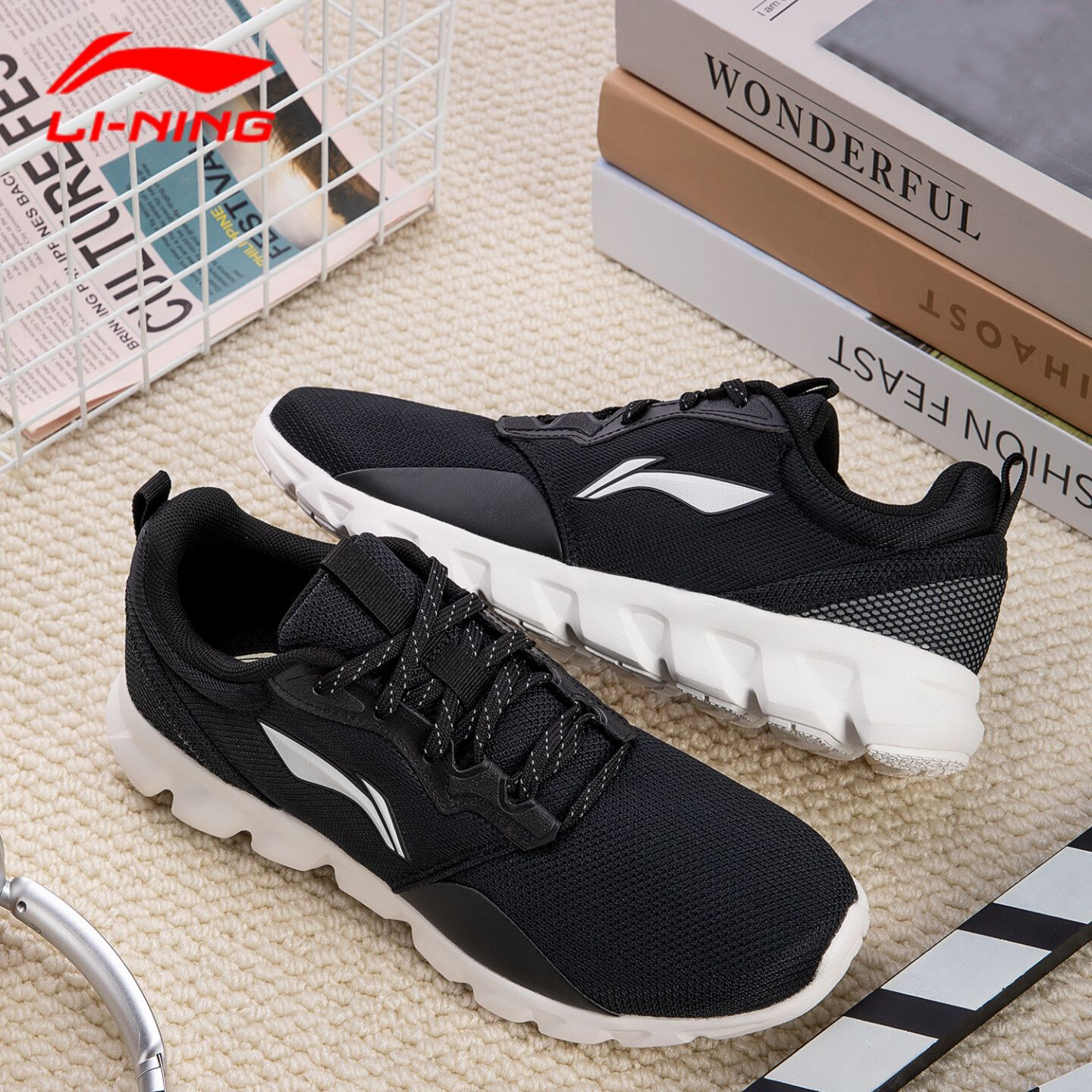 李宁跑步鞋男鞋运动鞋2026秋新款轻便减震男款透气网面休闲慢跑鞋
