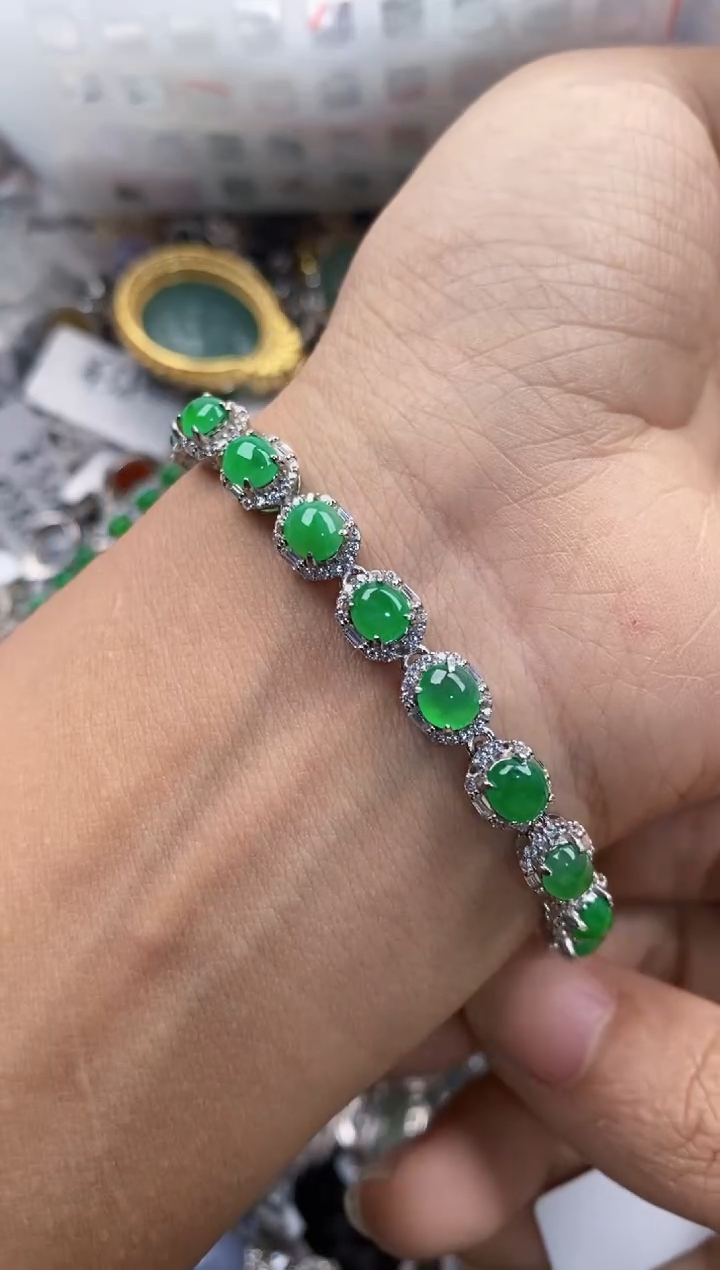 银S925镶嵌戒指翡翠猫*宝777----5