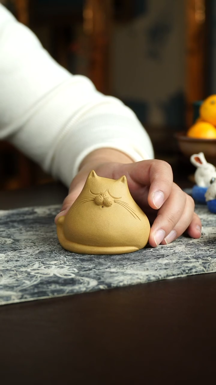 茶杯紫砂27号 猫咪茶宠 宜兴紫砂原矿作品