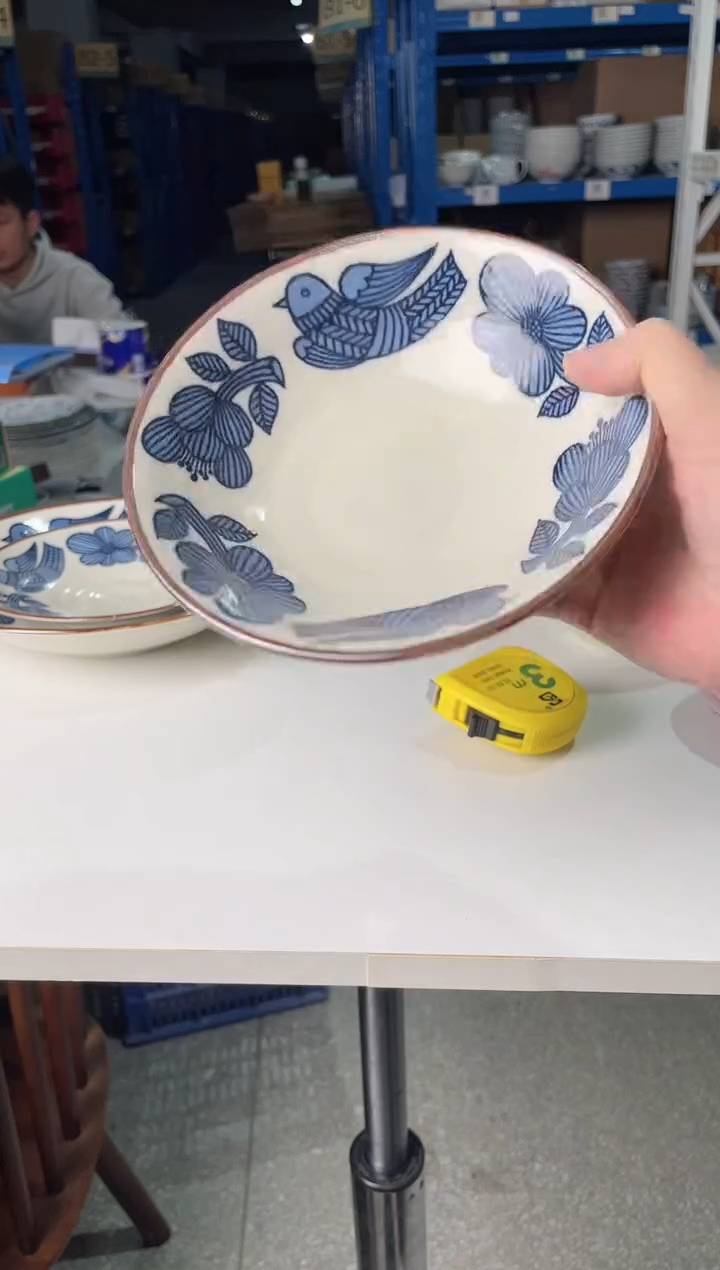 陶瓷复古蓝鸟6.5英寸钵盘