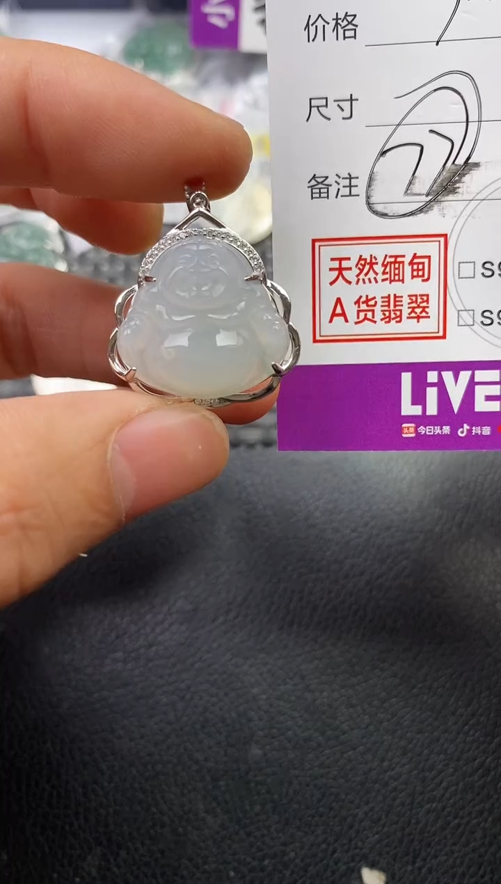 颈饰银S925镶嵌翡翠美***️挂件