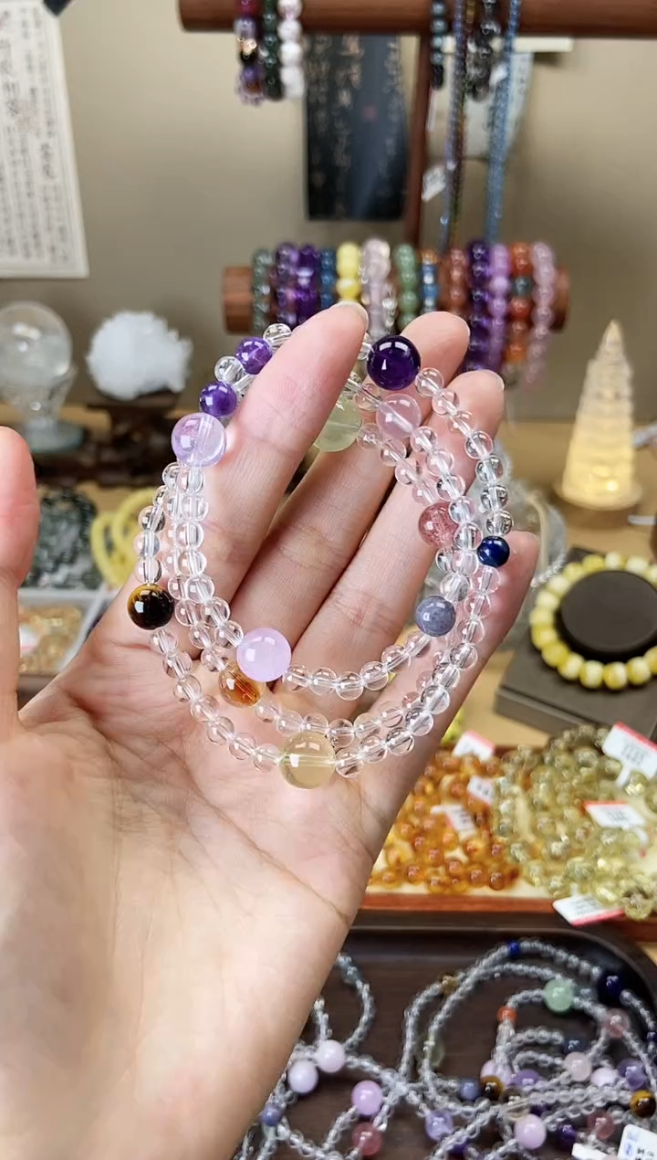 【闪购商品】水晶手链未镶嵌水晶多宝三圈