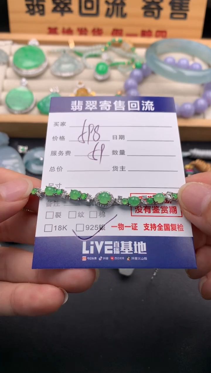 银S925镶嵌手链翡翠10145057