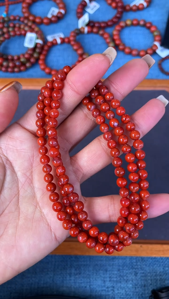 未镶嵌手串南红玛瑙N07凉山瓦西料柿子锦多圈