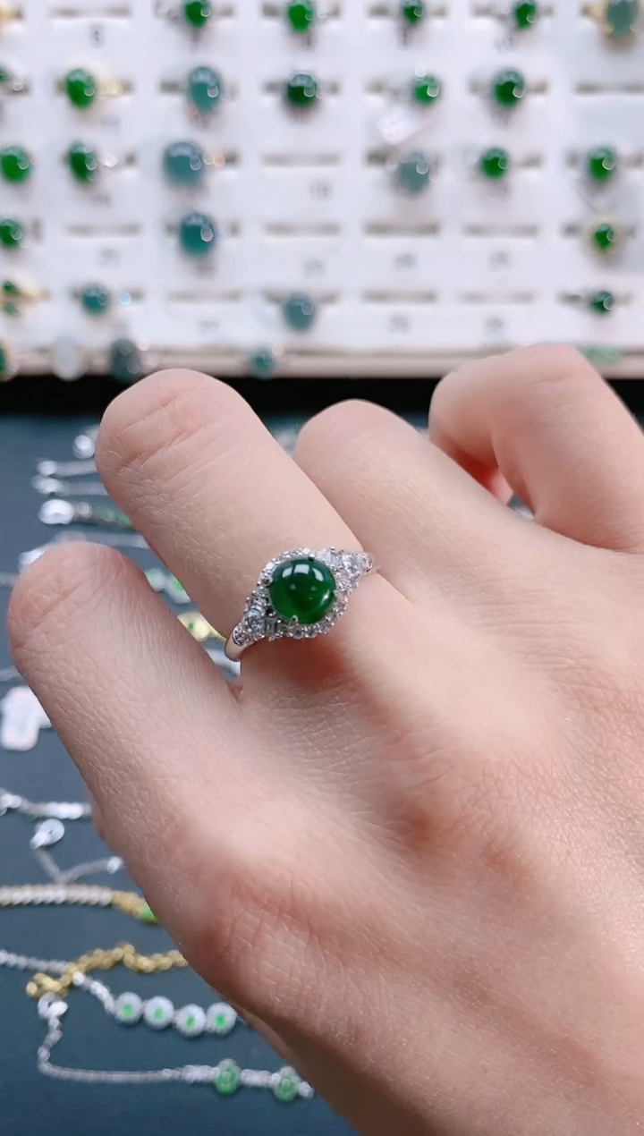 【闪购商品】翡翠戒指银S925镶嵌天然翡翠