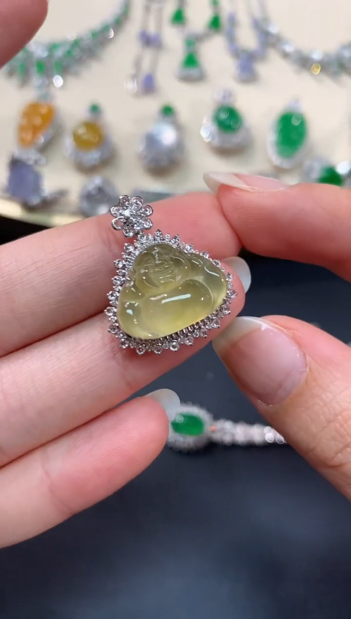 【闪购商品】翡翠吊坠(不含链)18K金镶嵌A151|13800+0