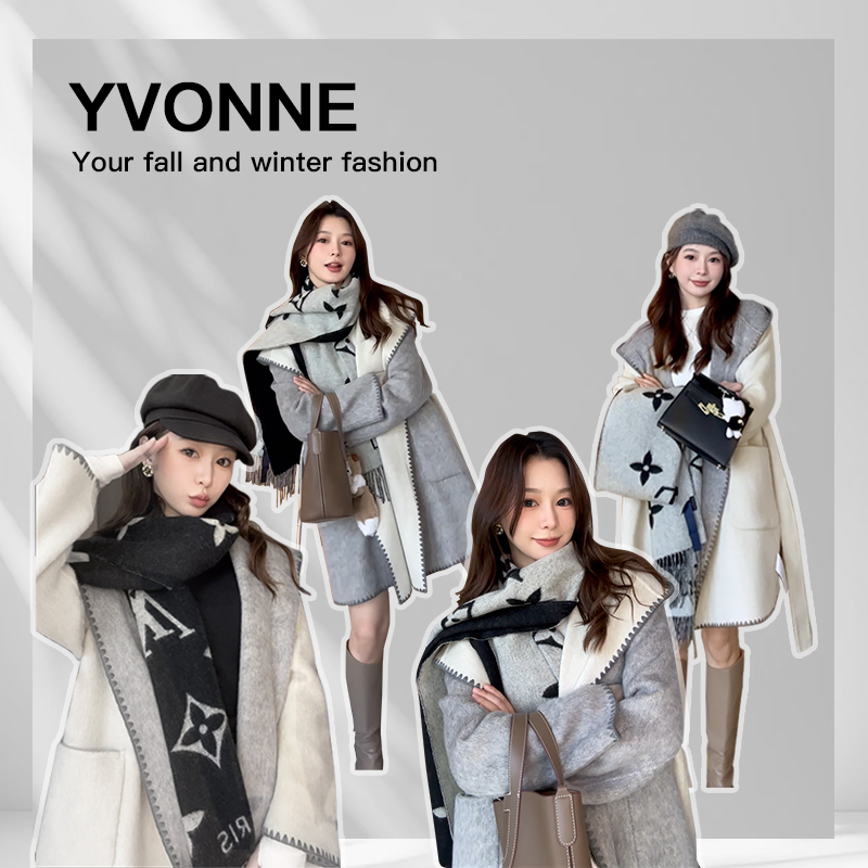 ISYVONNE/悉尼假日 手工定制双面兔绒连帽双面呢外套