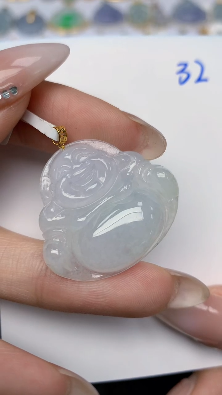 【闪购商品】翡翠颈饰18K金镶嵌天然翡翠A货，