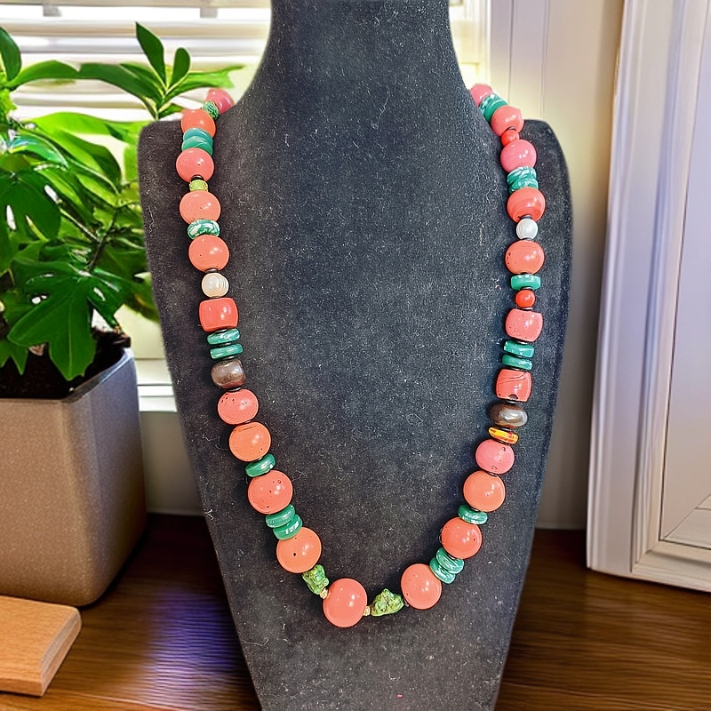 非金属玻璃项链 原创设计民族风女植物花卉精美颈链手工珠宝