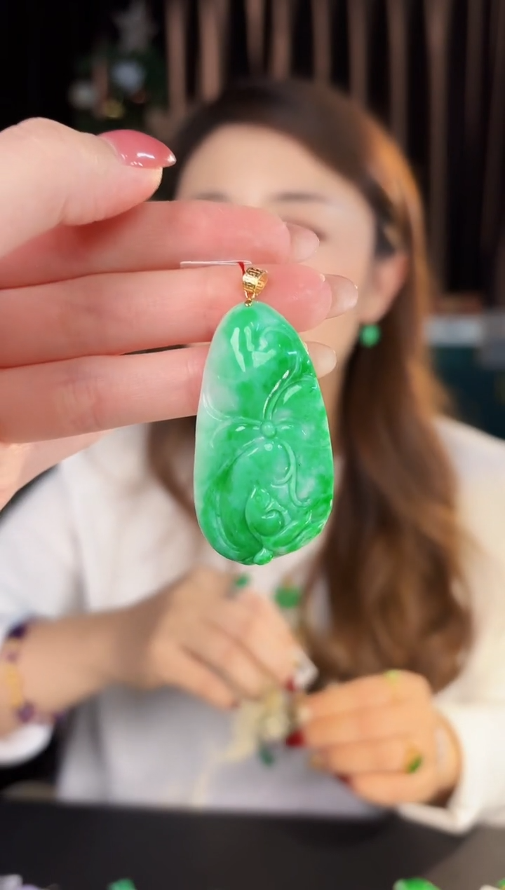 【闪购商品】翡翠颈饰18K金镶嵌缅料A货/支持复检/一件