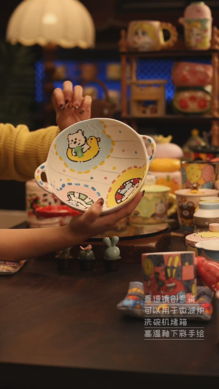 陶瓷景德镇可爱陶瓷釉下彩绘设计师款