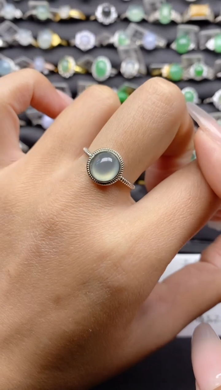 【闪购商品】翡翠戒指银S925镶嵌S925银镶嵌翡翠戒指