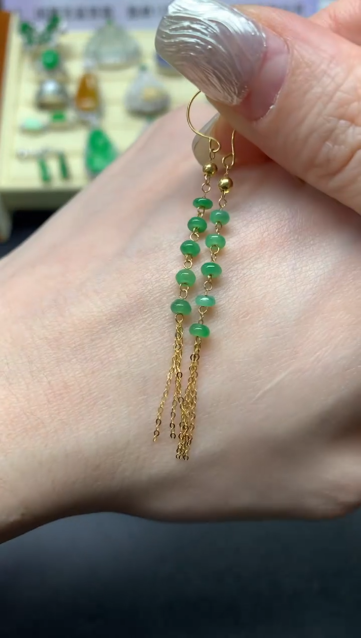 【闪购商品】翡翠耳饰18K金镶嵌多样性发其一|400+40