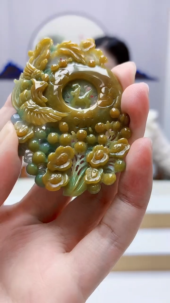 未镶嵌定制翡翠4852zm-毛货挂件45喜上眉梢