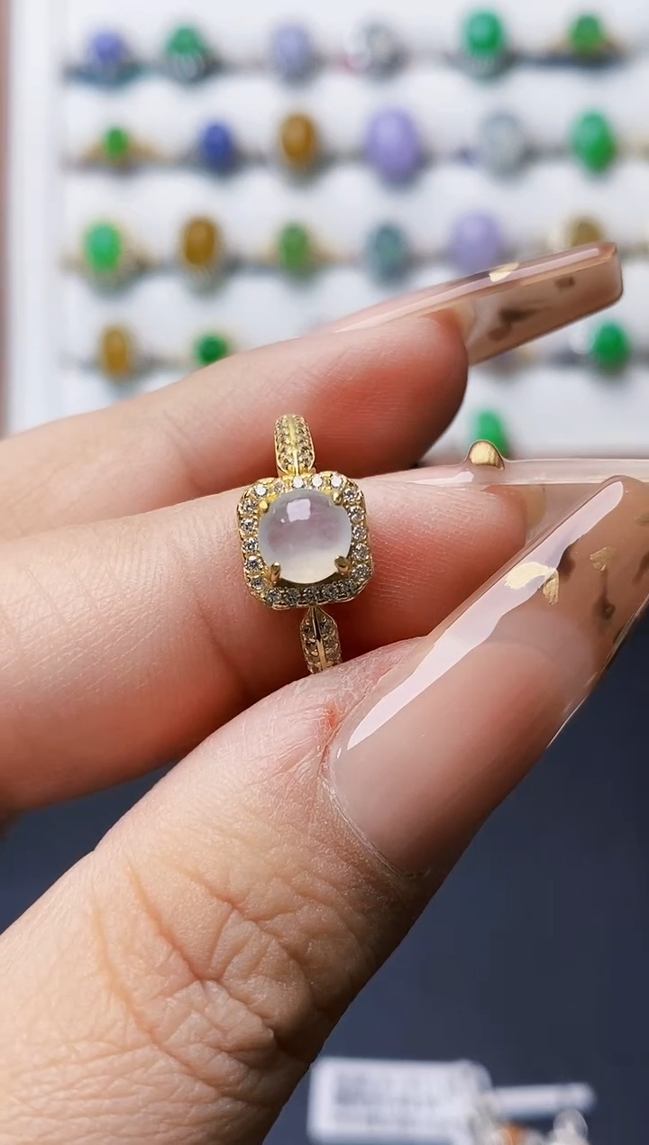 银S925镶嵌戒指翡翠0386