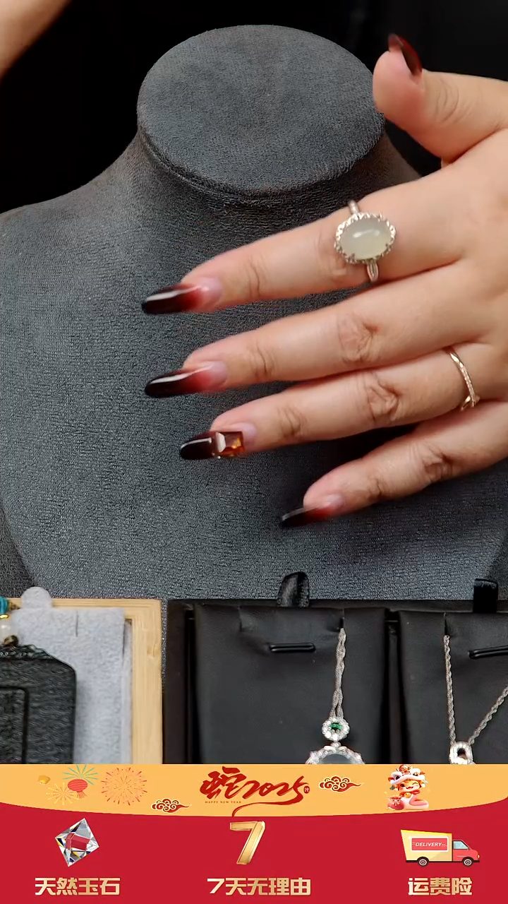 【闪购商品】蛇纹石玉戒指银S925镶嵌天然岫玉镶嵌戒指