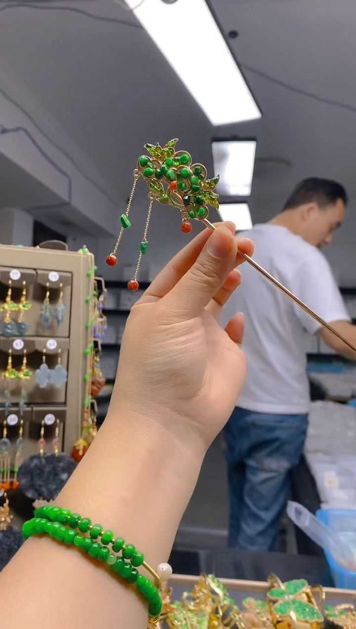 【闪购商品】翡翠耳饰合金0145翡翠发簪