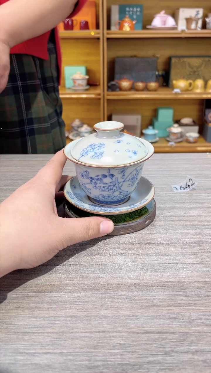 【闪购商品】瓷理青花喜上眉梢盖碗