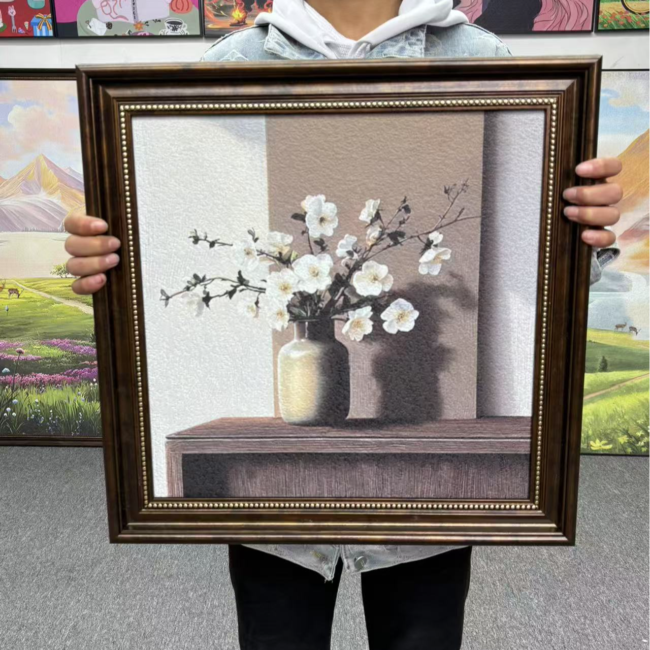 法式复古装饰画美式餐厅玄关卧室床头挂画静物花卉壁画5050