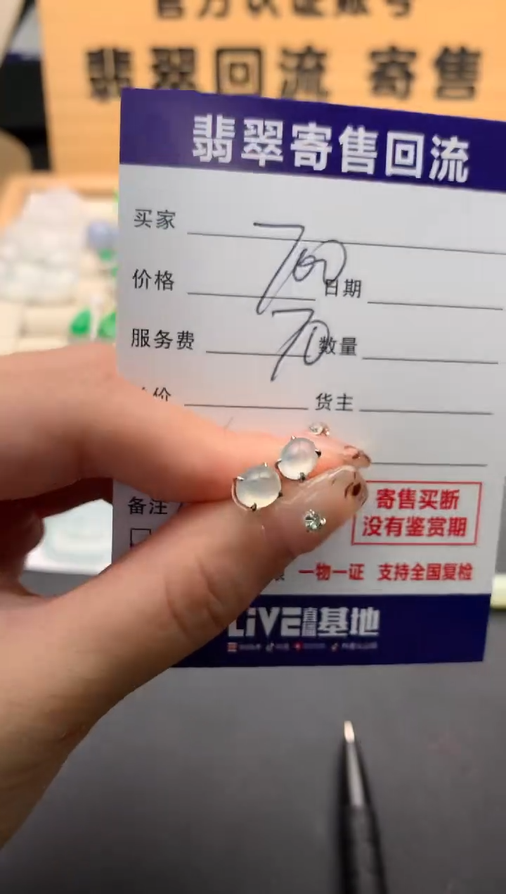 翡翠18K金镶嵌耳饰10129543