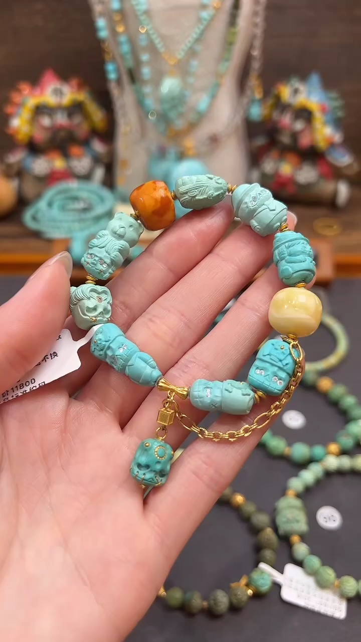 18K金镶嵌绿松石手链绿松石手链