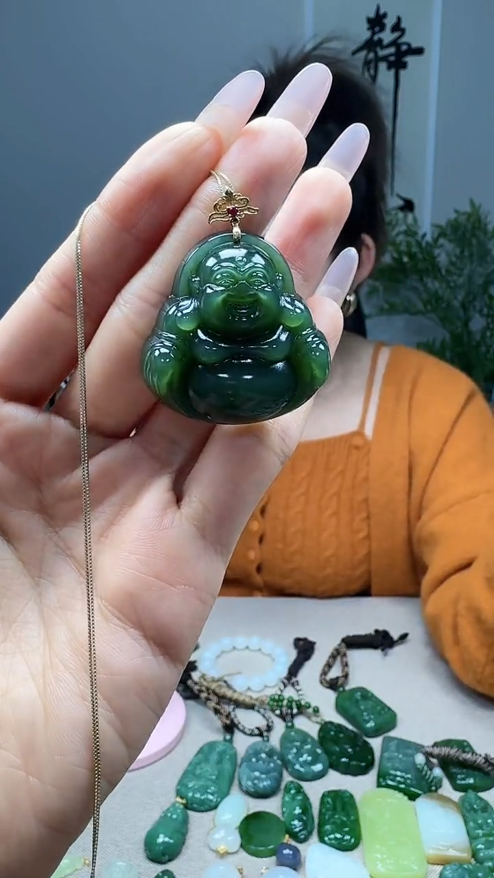 吊坠(不含链)18K金镶嵌和田玉1