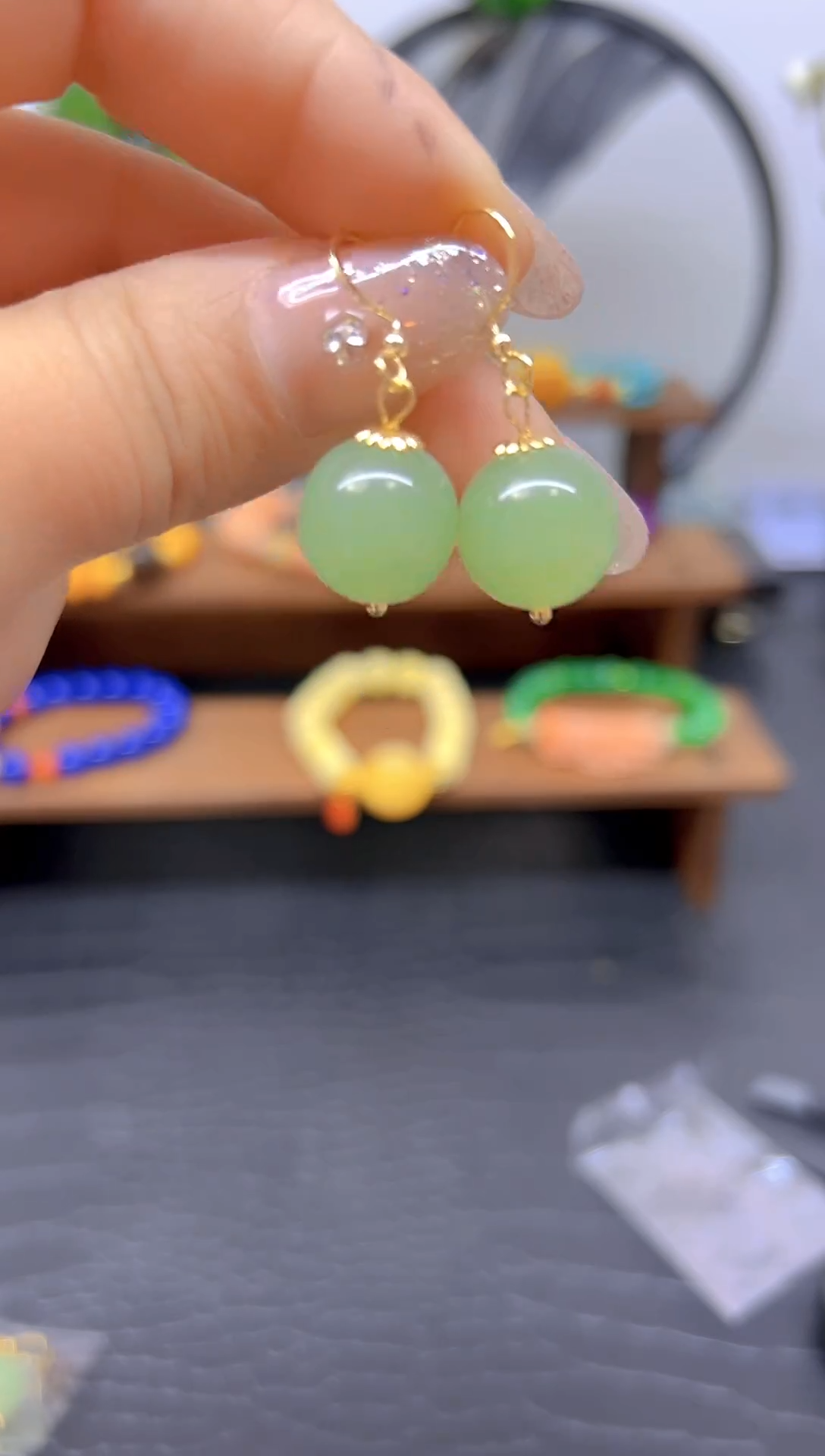 【闪购商品】和田玉耳饰14K金镶嵌Diy耳饰E113