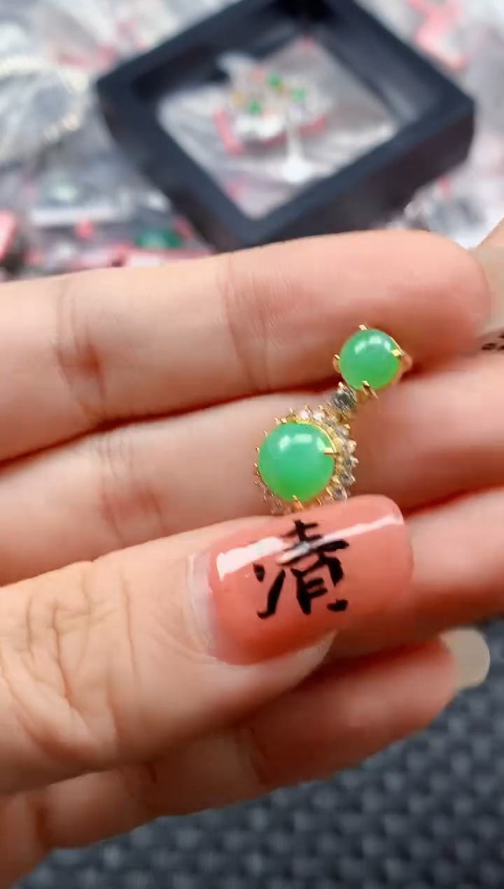 银S925镶嵌戒指翡翠天然A货缅甸翡翠