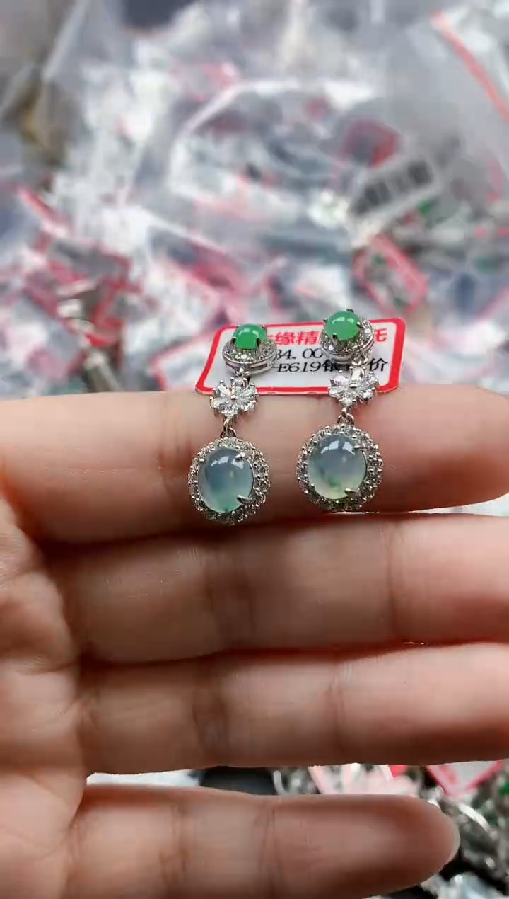 银S925镶嵌戒指翡翠天然A货缅甸翡翠