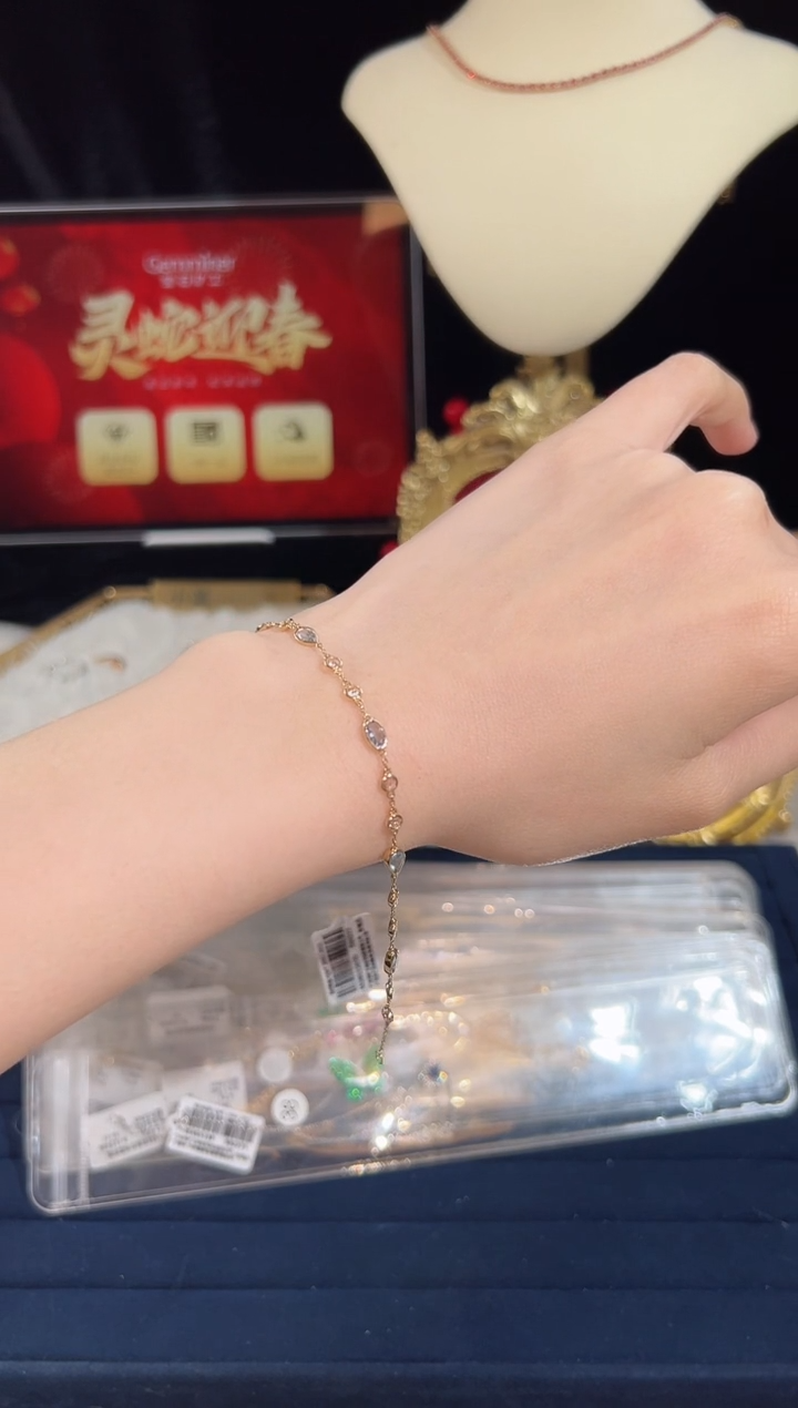 【闪购商品】海蓝宝石手链18K金镶嵌BB4577#-Y#37