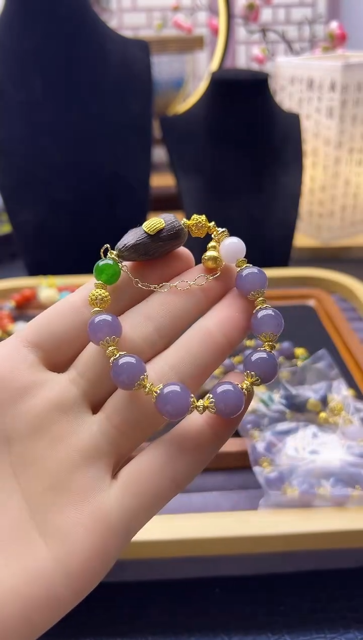 【闪购商品】和田玉手链14K金镶嵌S227          